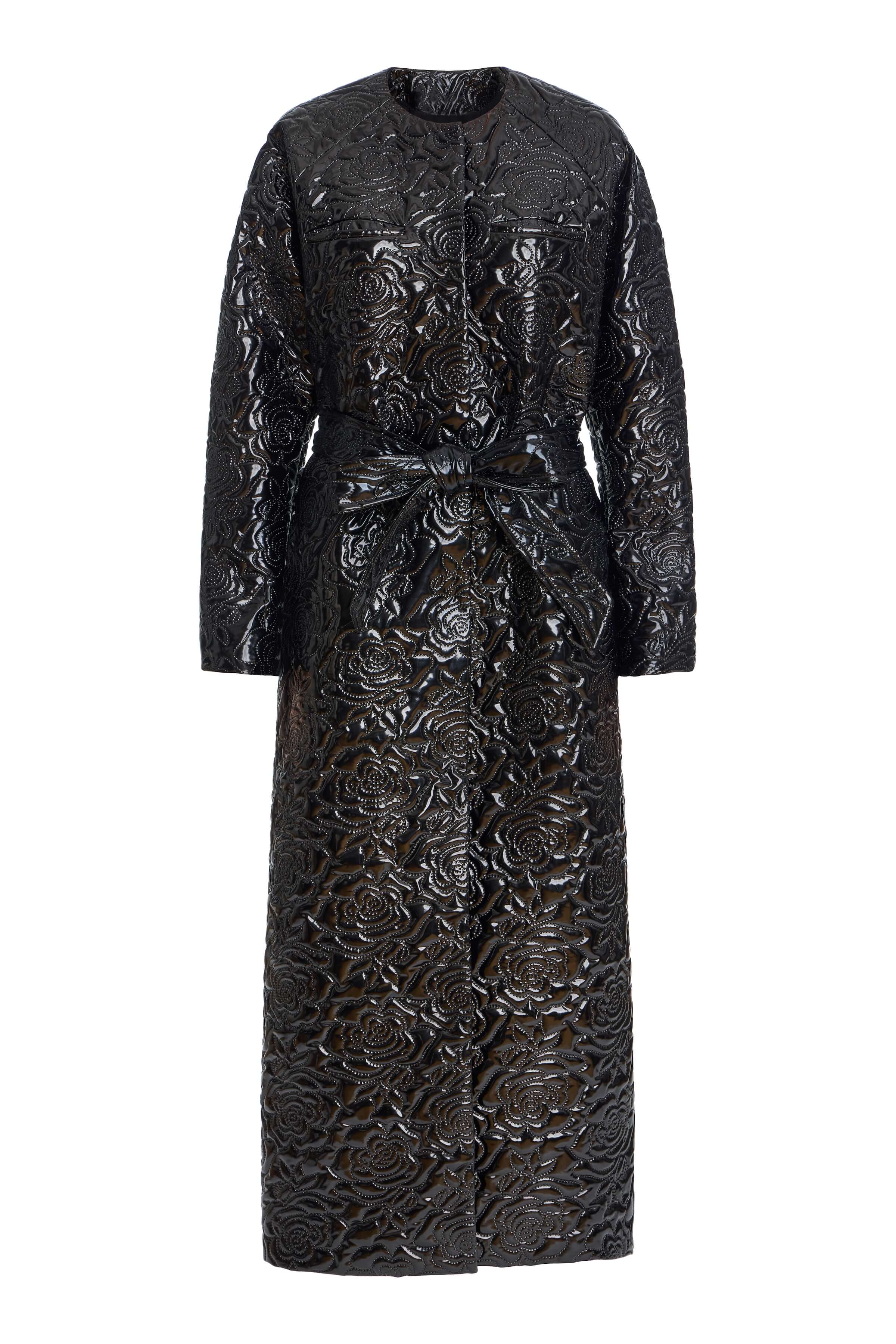 Briallen Black Rose Quilted Coat