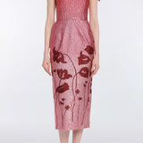 Amina Metallic Pink Floral Ombre Midi Dress