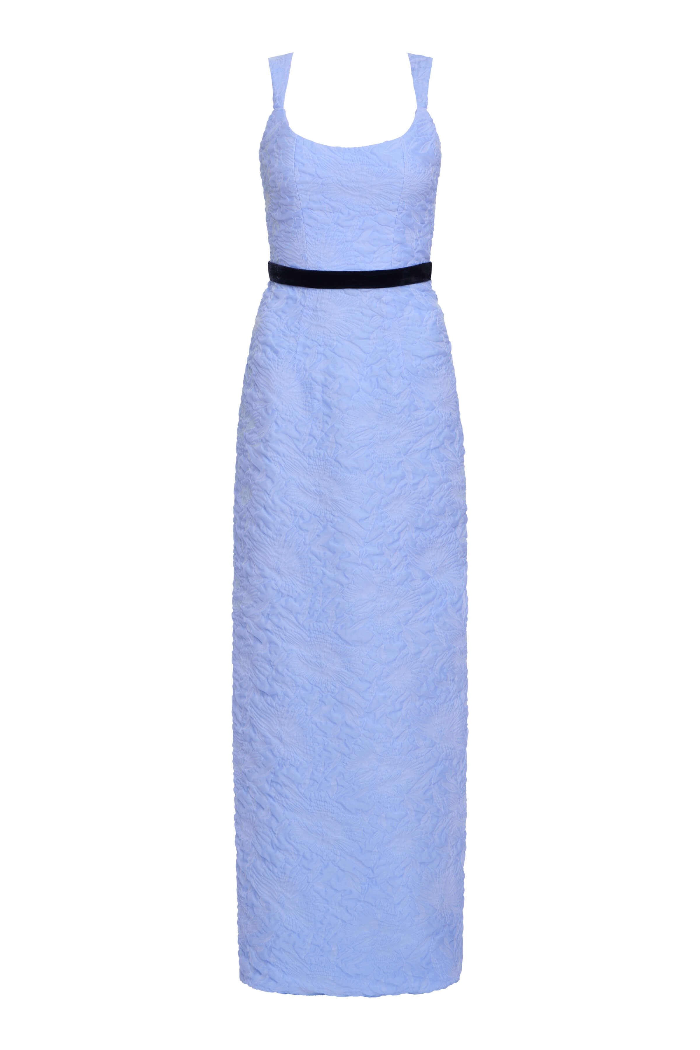 Robin Powder Blue Floral Cloque Gown