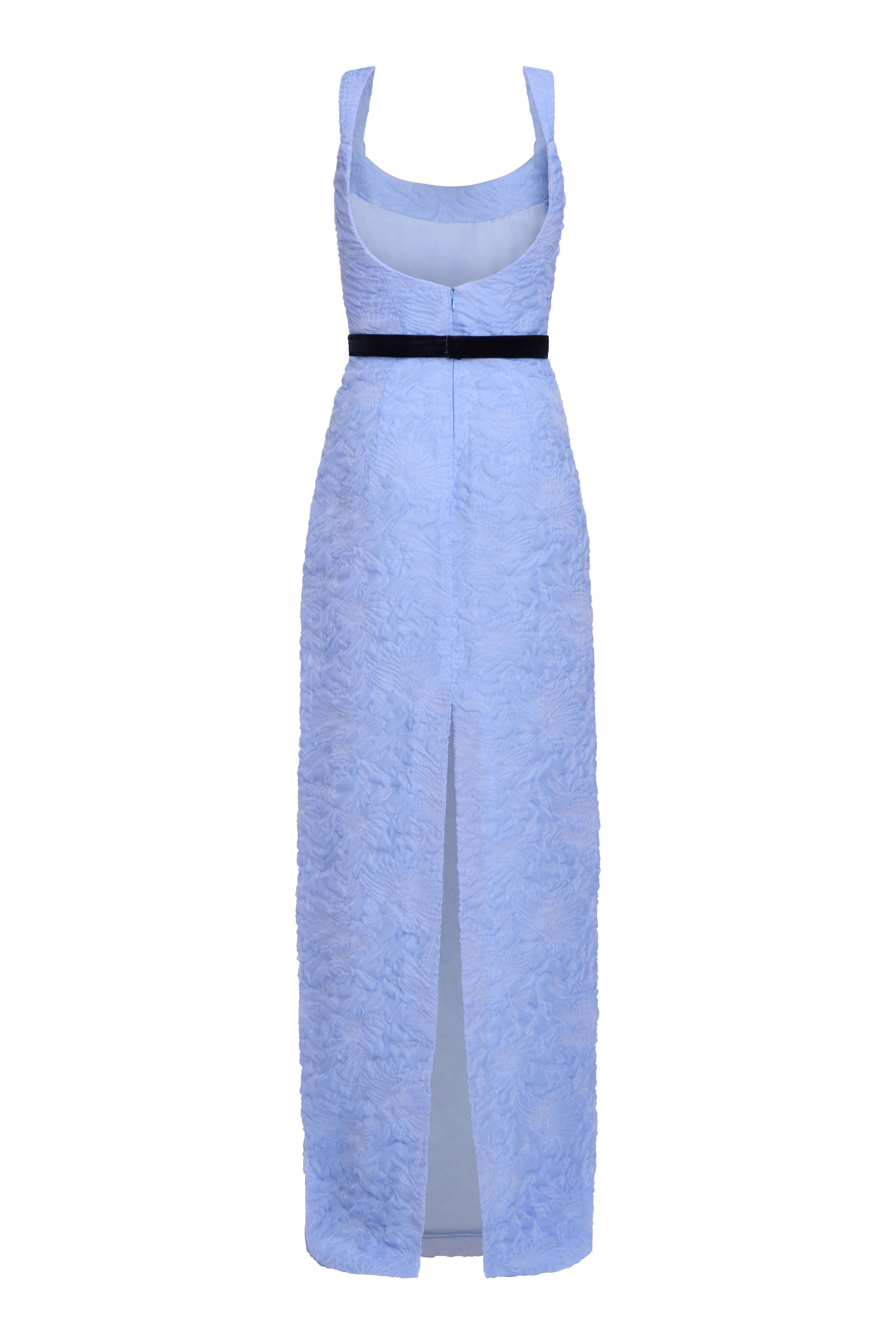 Robin Powder Blue Floral Cloque Gown