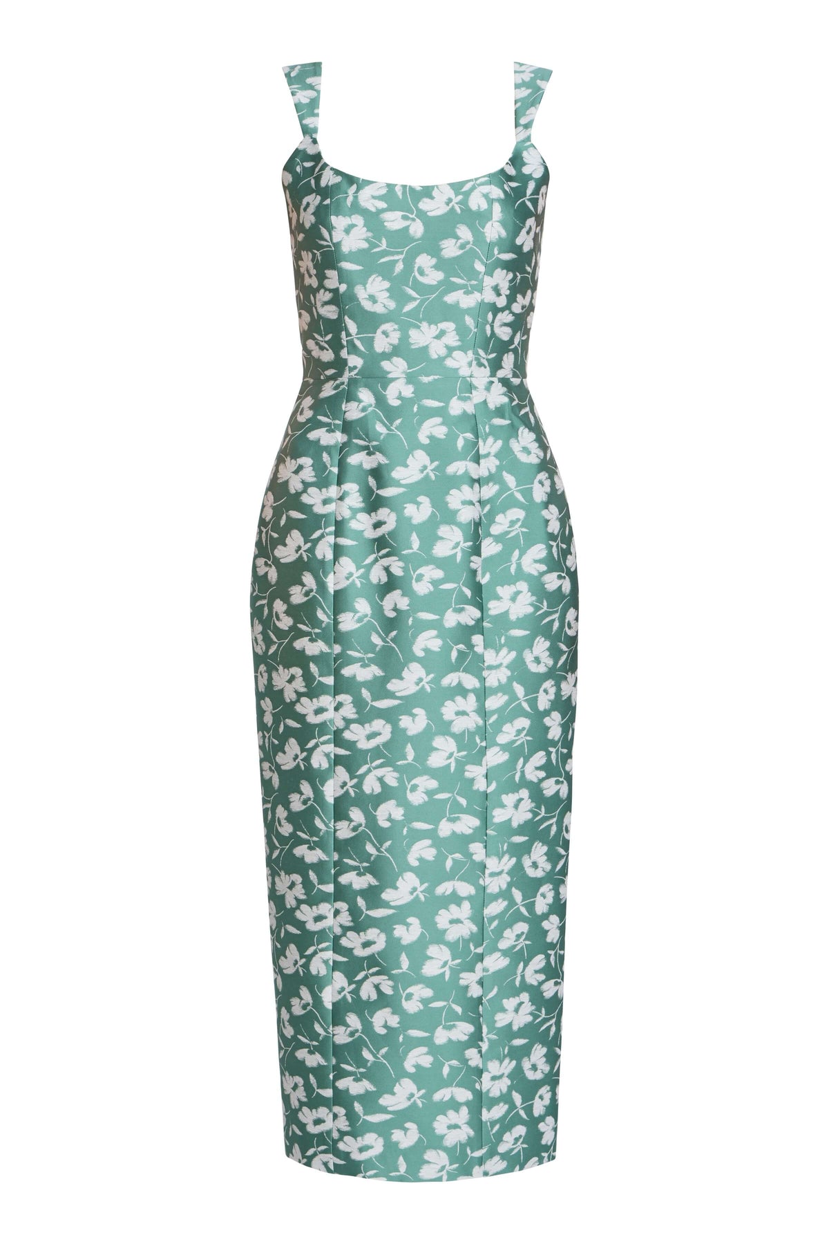 Numa Green Floral Brocade Corset Midi Dress