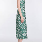 Lana Green and White Floral Brocade Midi Dress