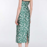 Lana Green and White Floral Brocade Midi Dress