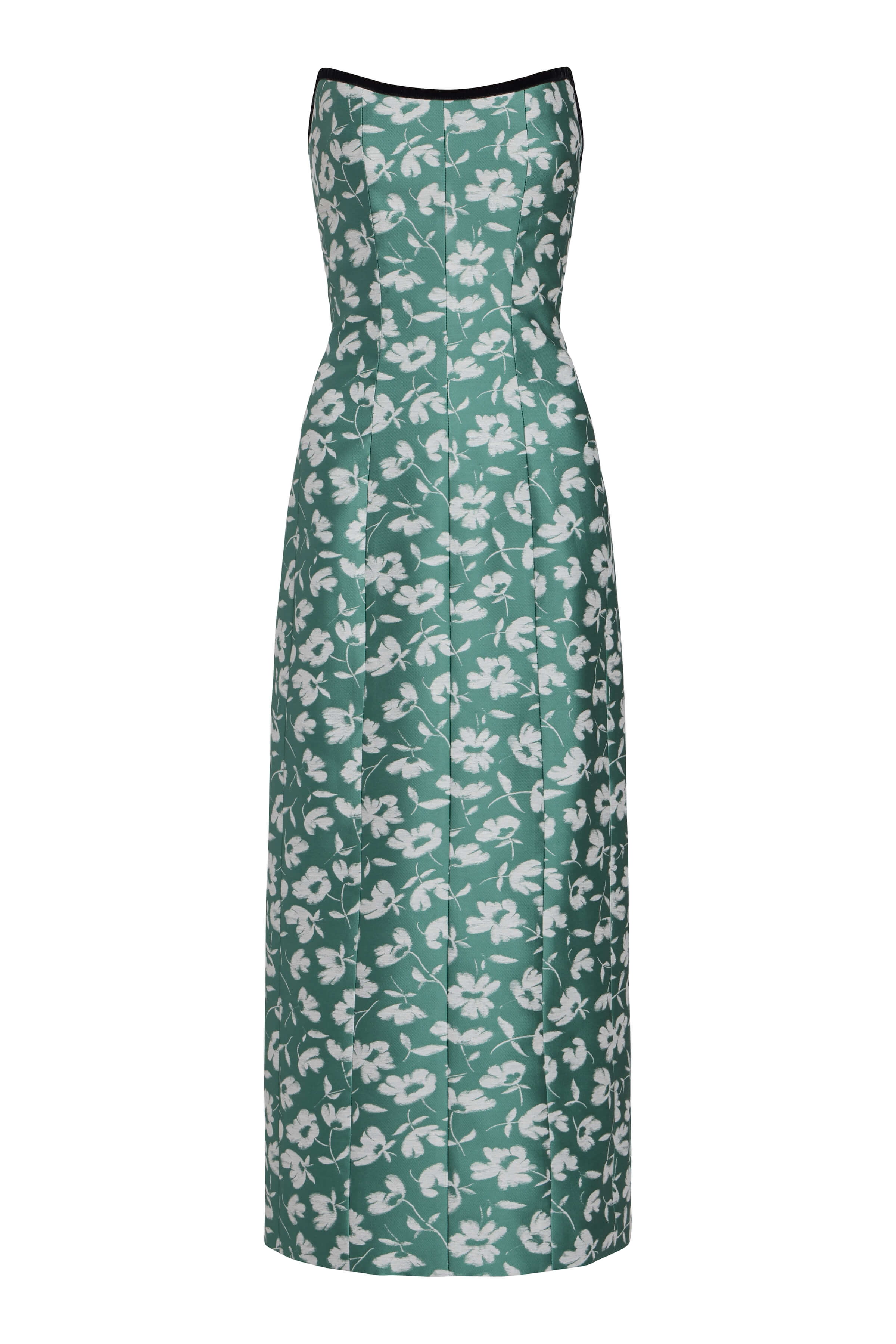 Lana Green and White Floral Brocade Midi Dress