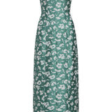 Lana Green and White Floral Brocade Midi Dress