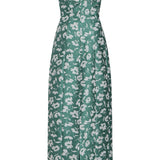 Lana Green and White Floral Brocade Midi Dress