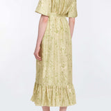 Ravello Green Floral Printed Twill Button Down Dress