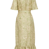 Ravello Green Floral Printed Twill Button Down Dress