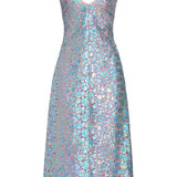Odette Blue Iridescent Paillette Midi Dress