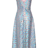 Odette Blue Iridescent Paillette Midi Dress