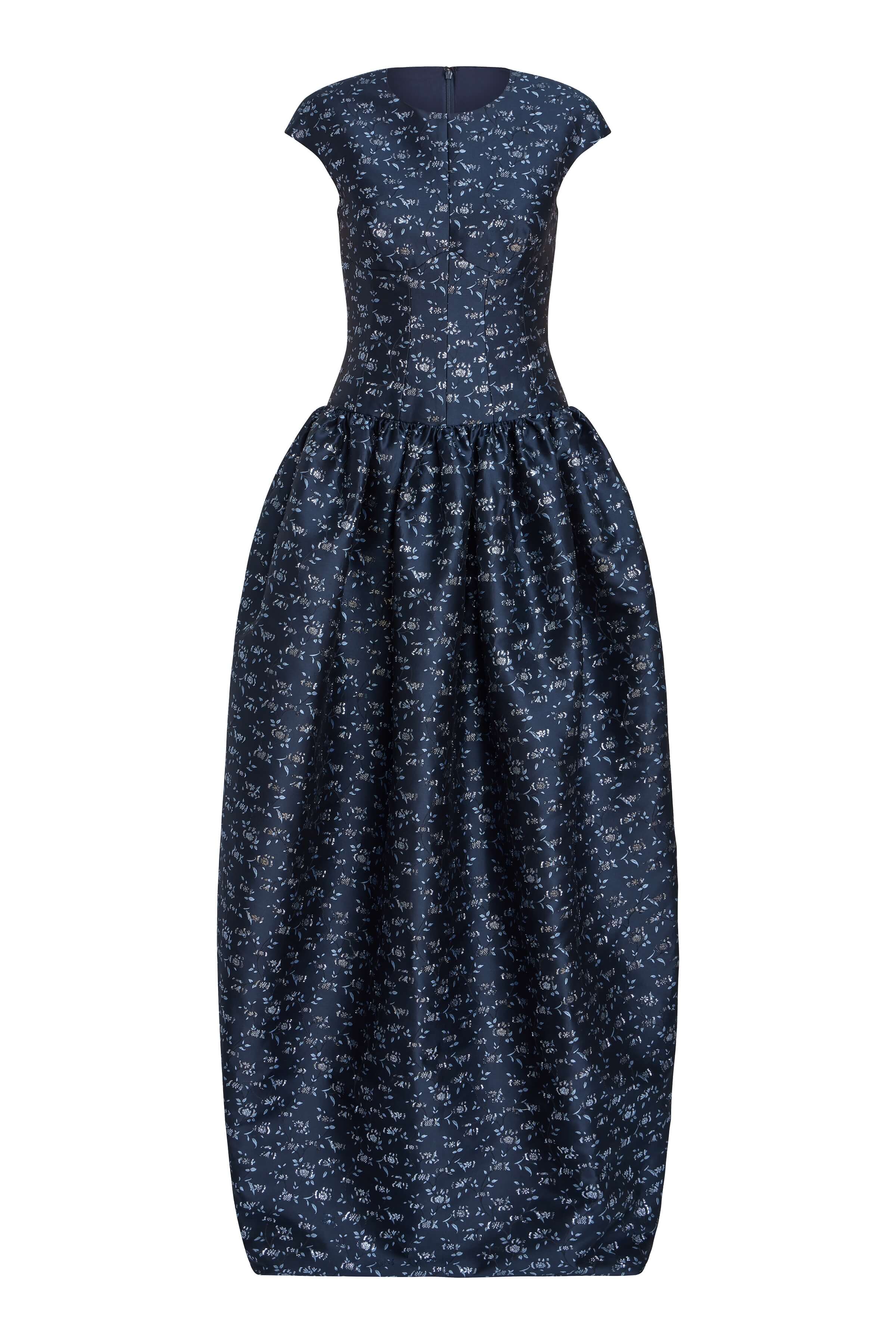 Ballade Navy Floral Brocade Gown