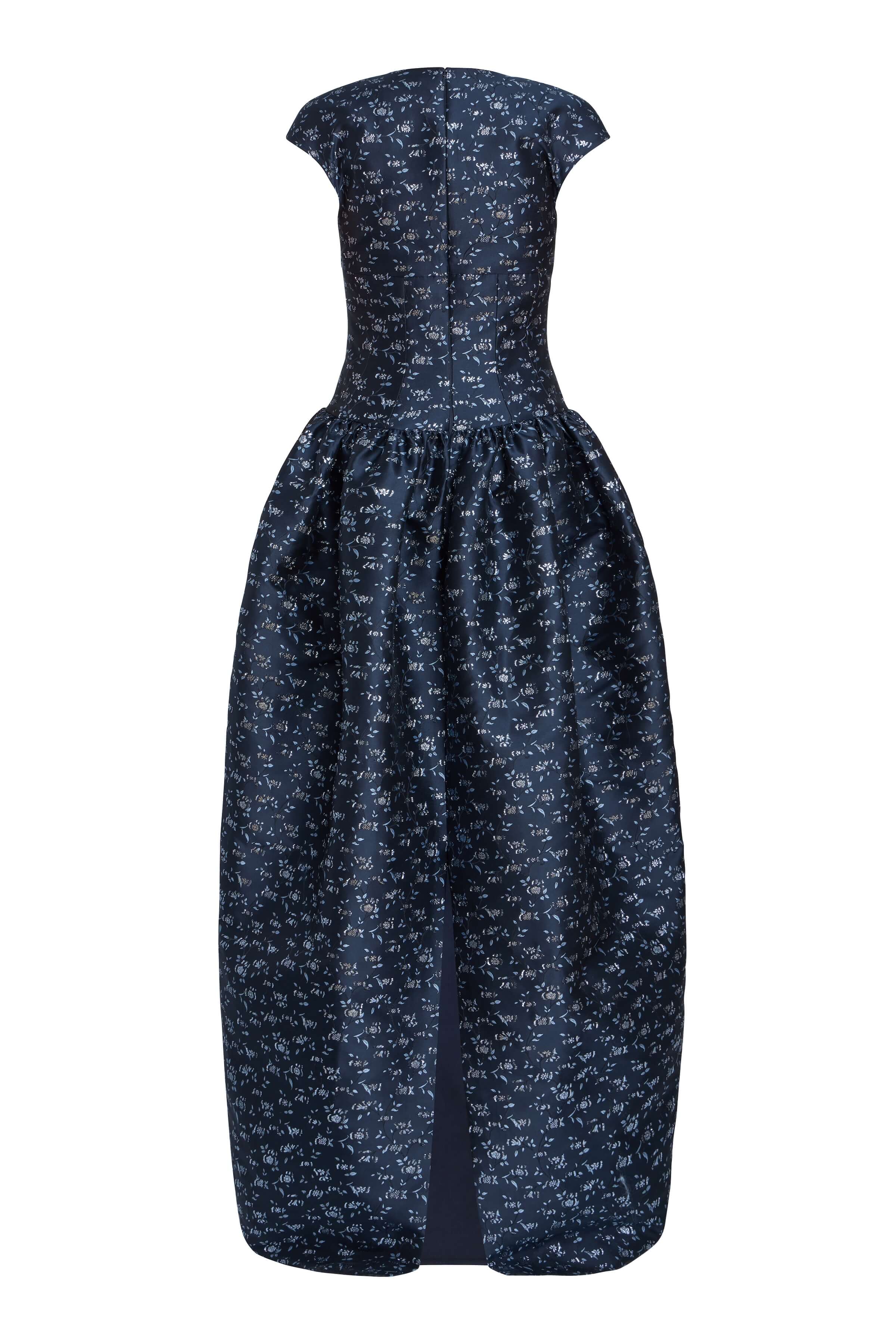 Ballade Navy Floral Brocade Gown