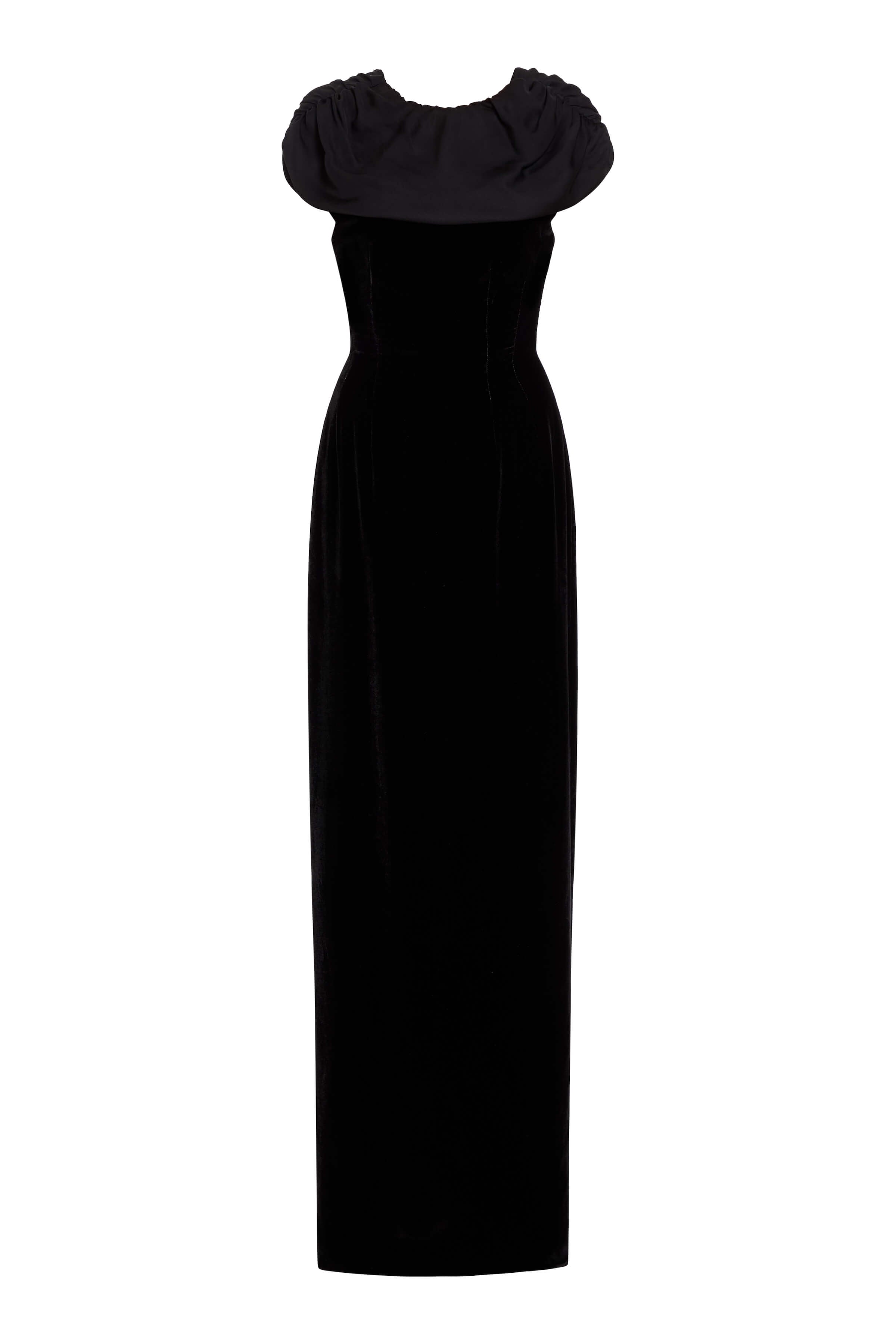 Vesper Black Velvet Gown With Shawl And Train