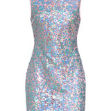 Galaxie Blue Iridescent Paillette Mini Dress
