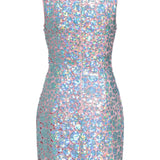 Galaxie Blue Iridescent Paillette Mini Dress