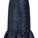 Fairnata Navy Floral Brocade Pencil Skirt