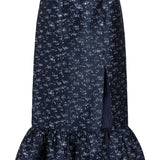 Fairnata Navy Floral Brocade Pencil Skirt