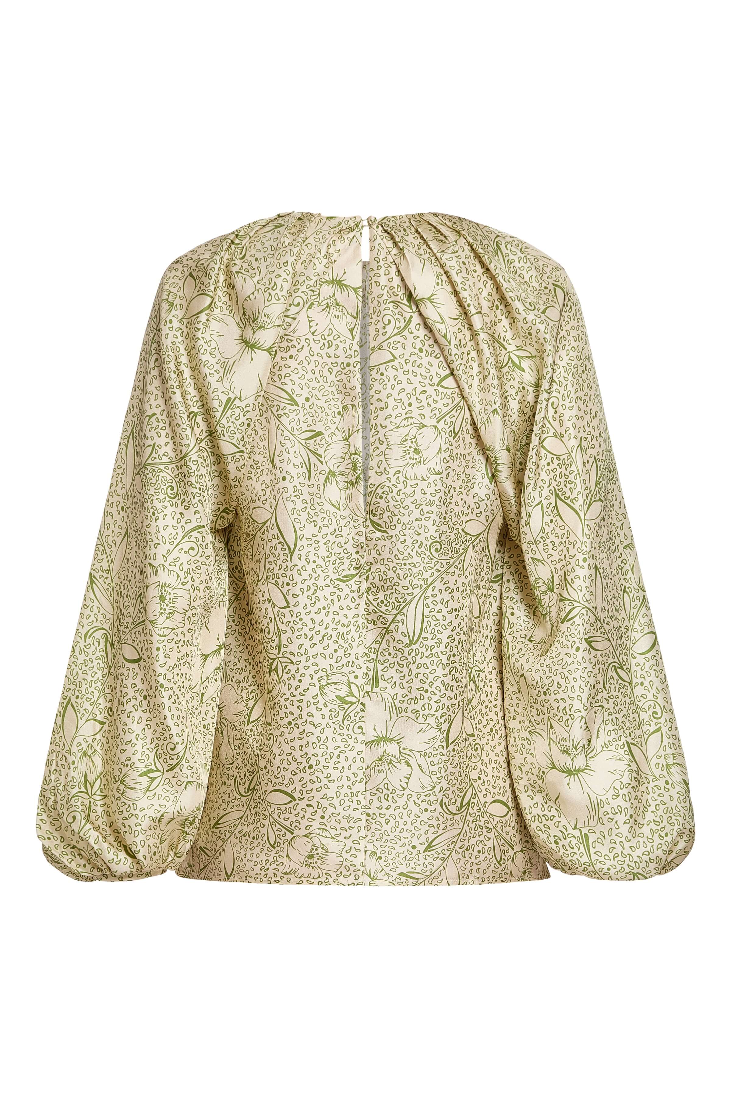 Lea Green Floral Printed Twill Blouse