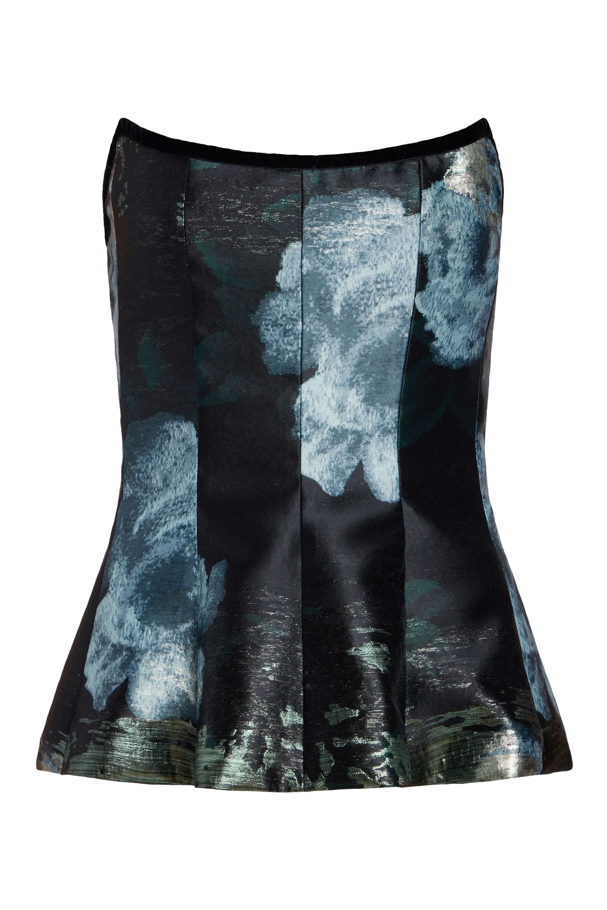 Lola Metallic Watercolor Floral Brocade Top