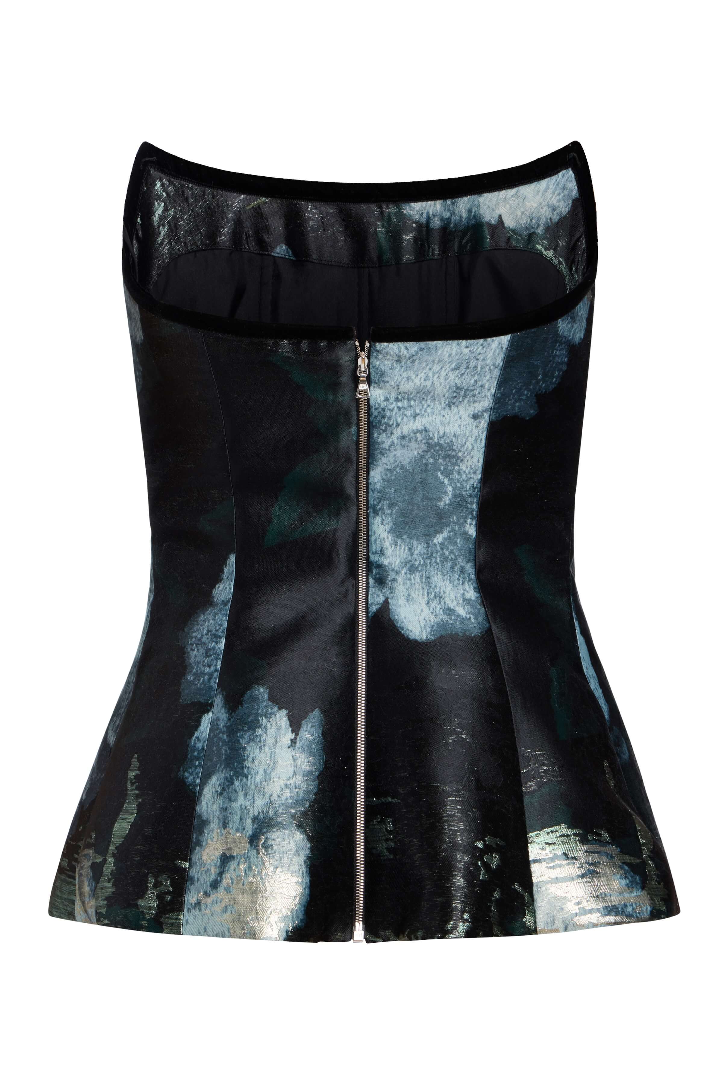 Lola Metallic Watercolor Floral Brocade Top