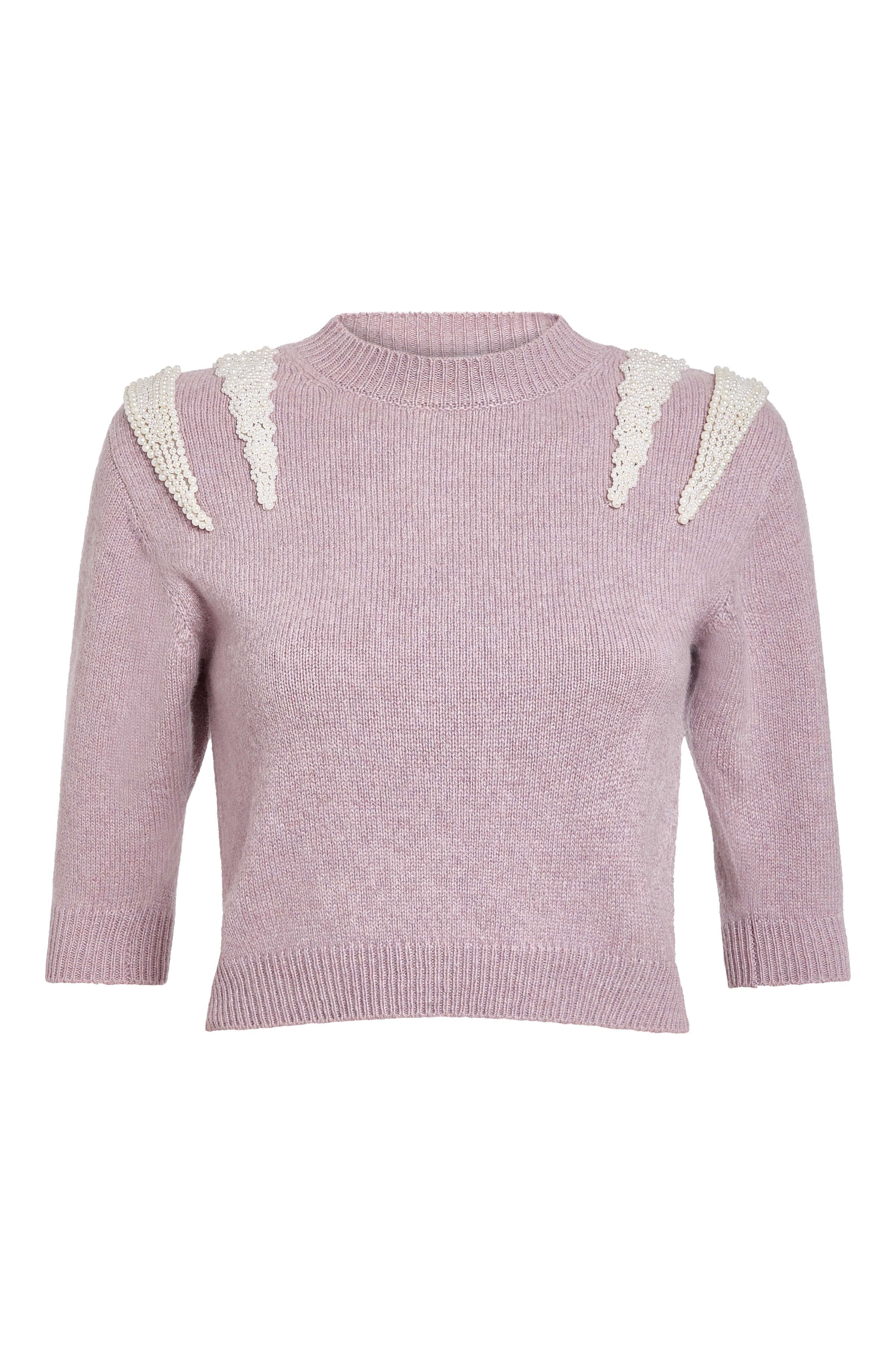 Posy Lavender Pearl Patch Cashmere Sweater