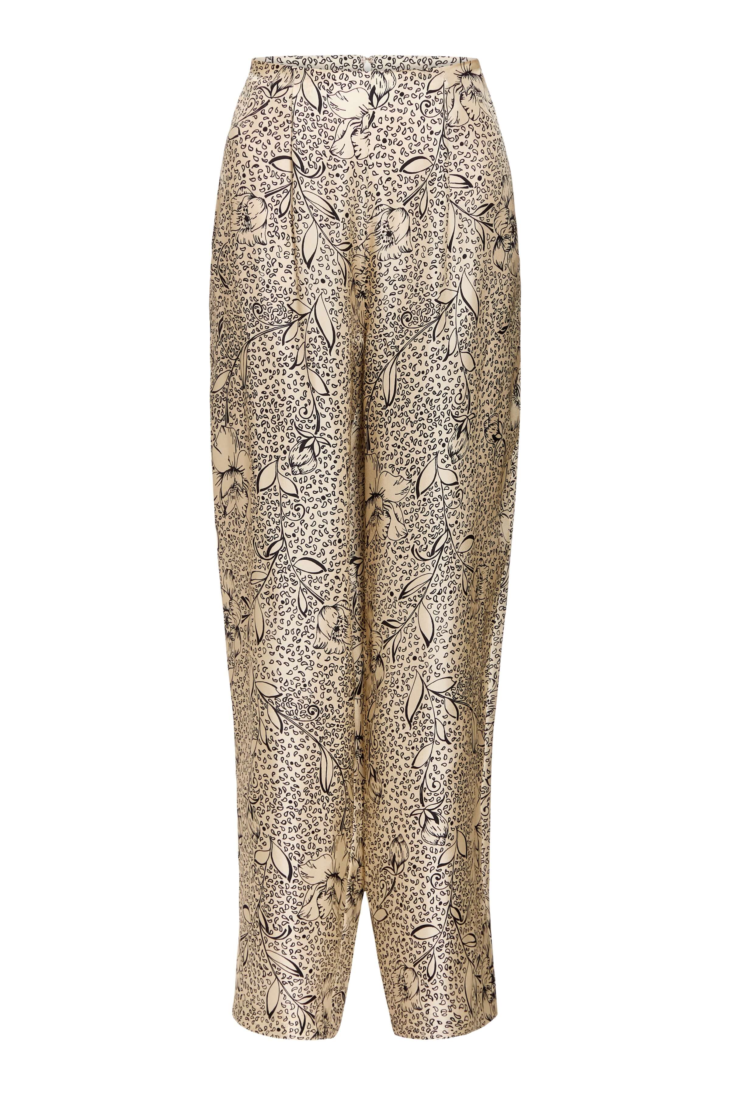 Lune Black Floral Printed Twill Cropped Pant