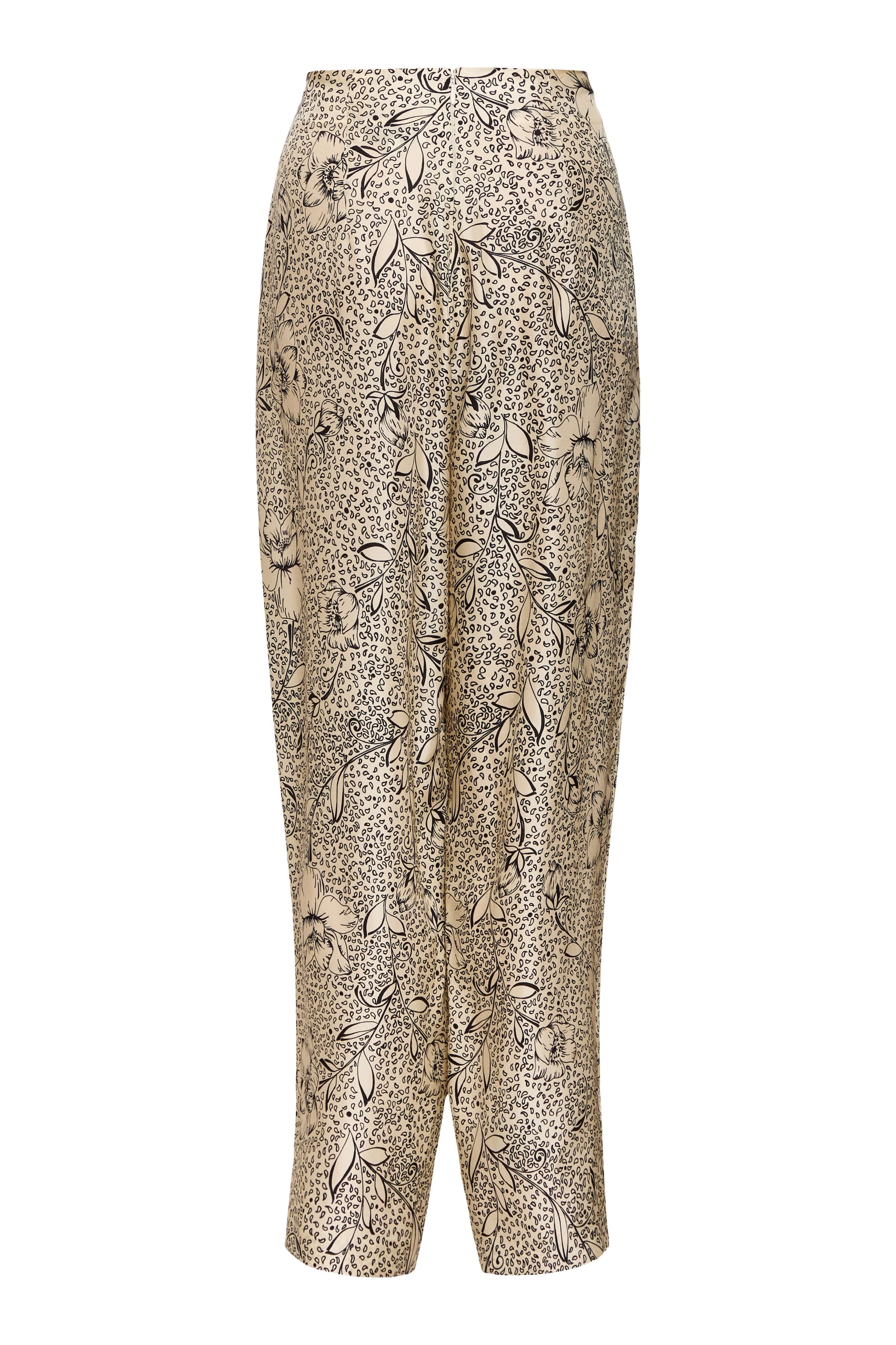 Lune Black Floral Printed Twill Cropped Pant