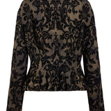 Beau Black Flocked Damask Jacket
