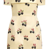 Alice Buttercream Satin Hand-Beaded Mini Dress