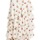 Laura Embroidered Raspberry Tiered Midi Skirt