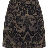 Cosette Black Flocked Damask Mini Skirt