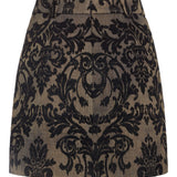 Cosette Black Flocked Damask Mini Skirt