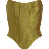 Delarose Green Silk Dupioni Corset Top