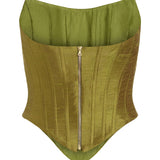 Delarose Green Silk Dupioni Corset Top