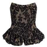 Leopold Black Flocked Damask Corset Top