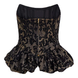 Leopold Black Flocked Damask Corset Top