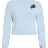 Romy Sky Blue Floral Appliqué Sweater