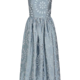 Apple Floral Organza Burnout Corset Midi Dress