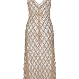 Odette Beaded Seashell Mesh Sleeveless Midi Dress