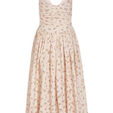 Penelope Blush Bouquet Cotton Eyelet Keyhole Midi Dress