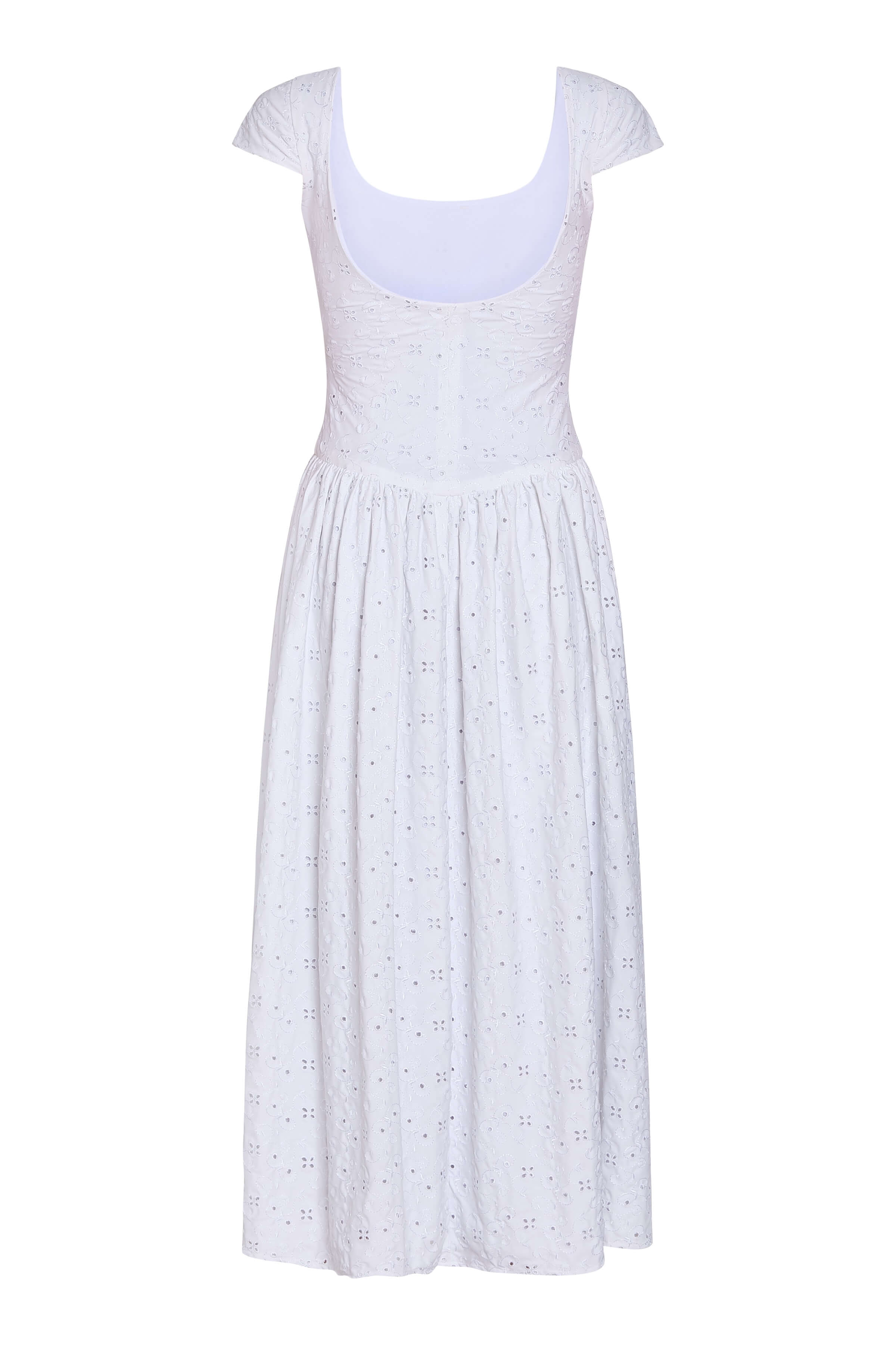 Cora Jersey Eyelet Cap Sleeve Midi Dress