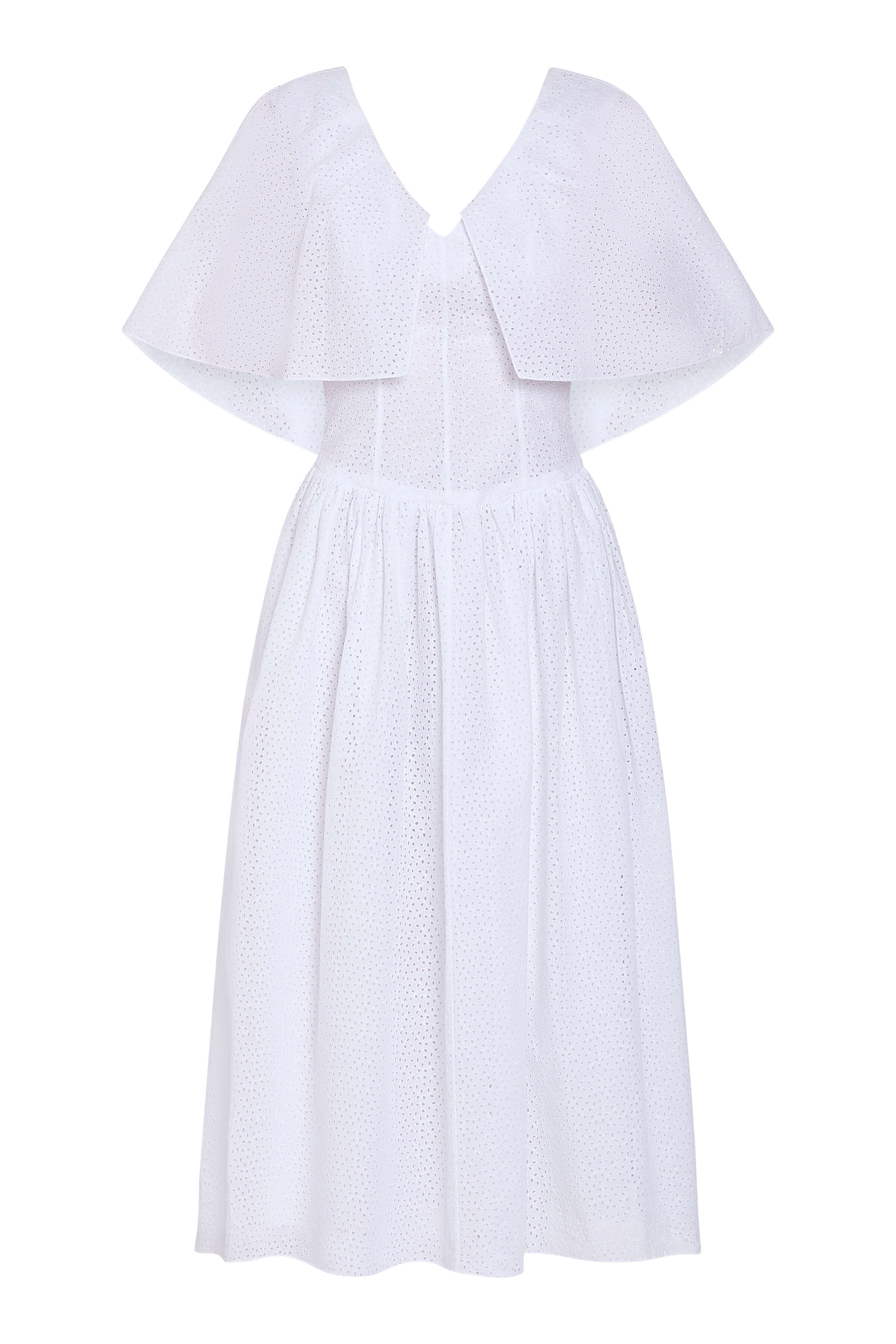 Mabel Cotton Eyelet Capelet Midi Dress
