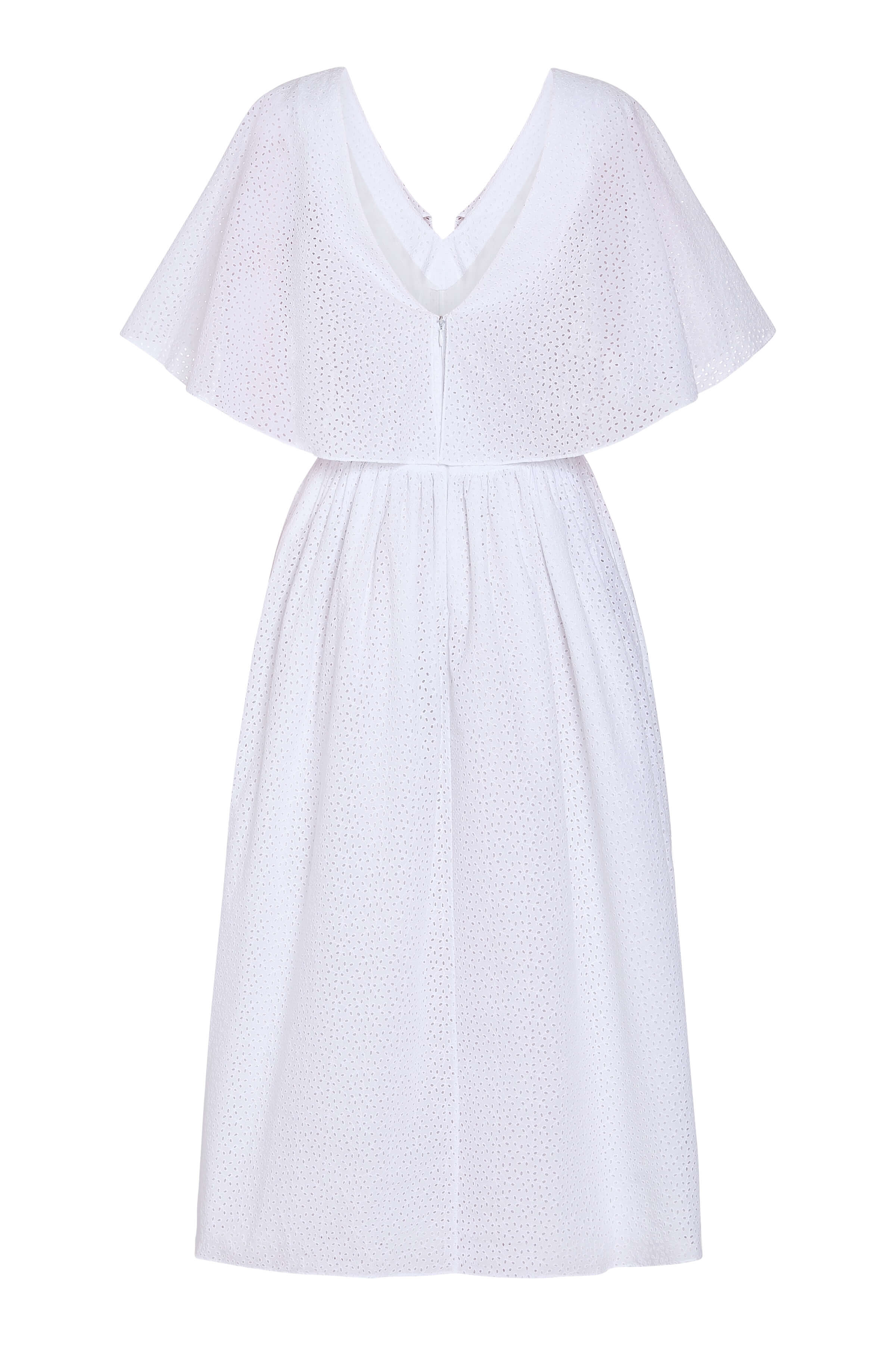 Mabel Cotton Eyelet Capelet Midi Dress