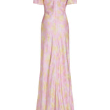 Lilou Floral Satin Puff Sleeve Gown