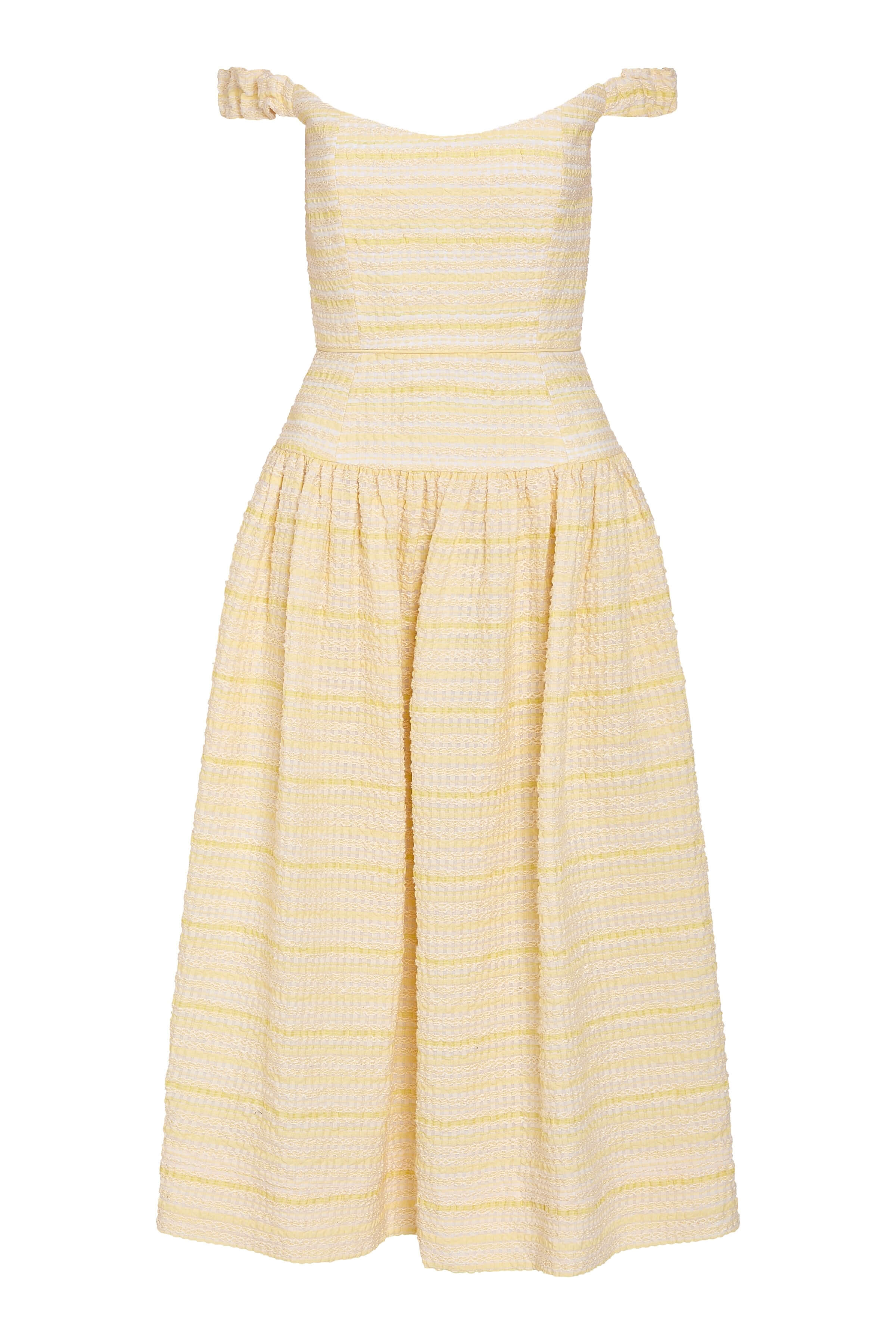 Giorgia Lemon Textured Stripe Midi Dress