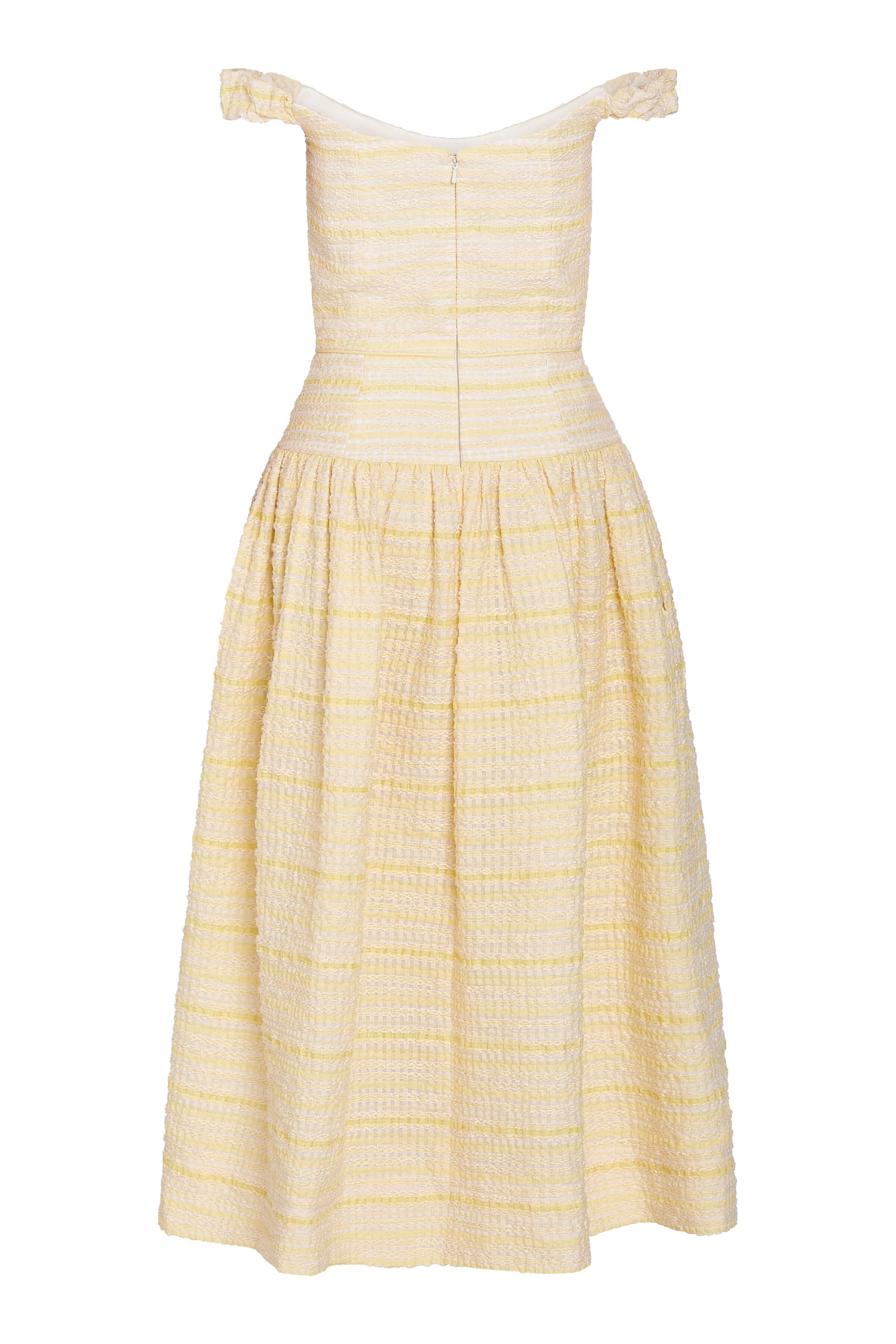 Giorgia Lemon Textured Stripe Midi Dress