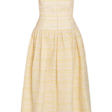 Giorgie Lemon Textured Stripe Midi Dress