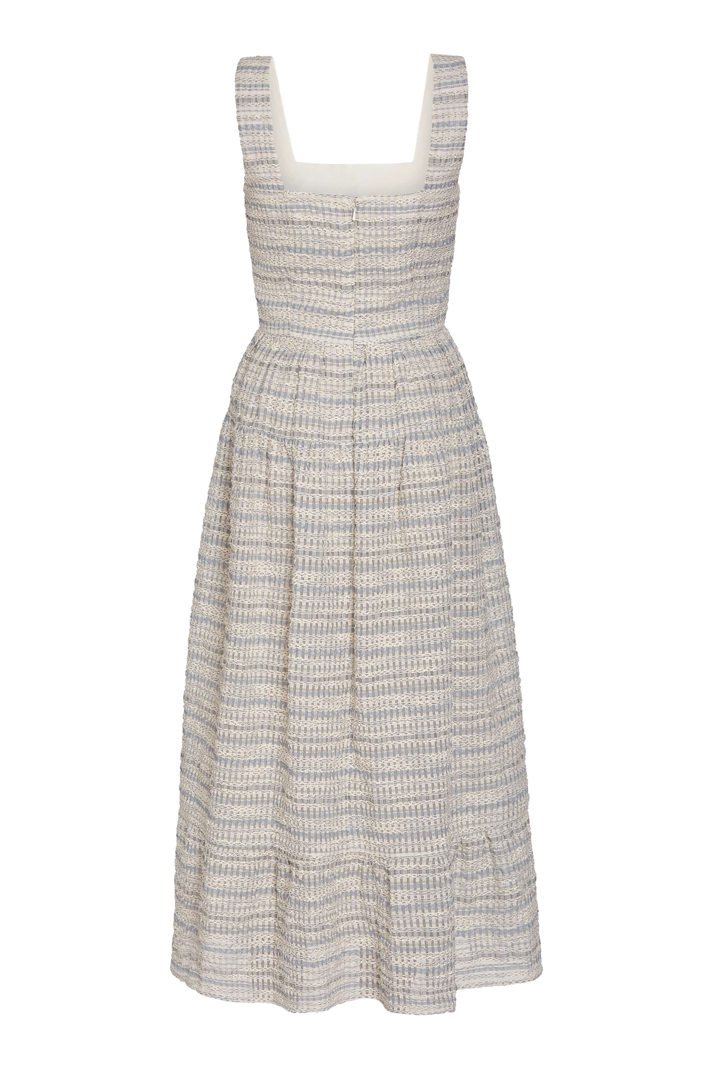 Pansy Cornflower Textured Stripe Tiered Midi Dress
