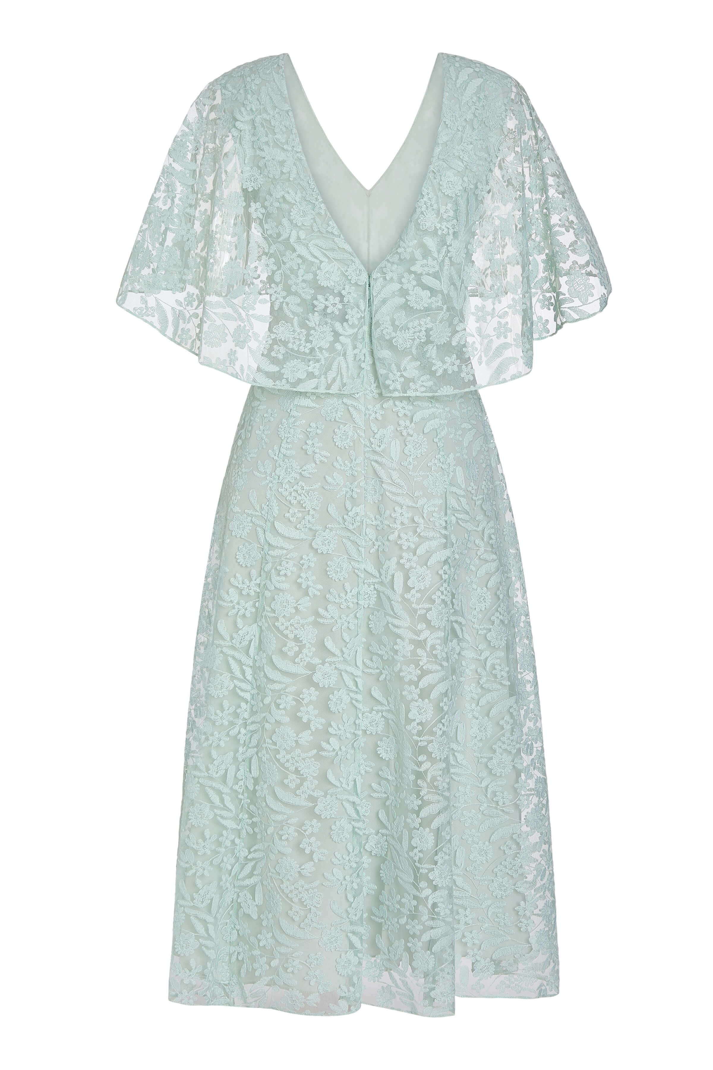 Marina Seafoam Lace Capelet Midi Dress