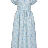 Lillian Cornflower And Mint Brocade Midi Dress